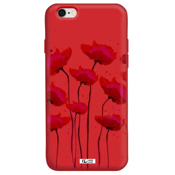 Red Fashion Flower Apple iPhone 6 Silicone Imperial Red Case