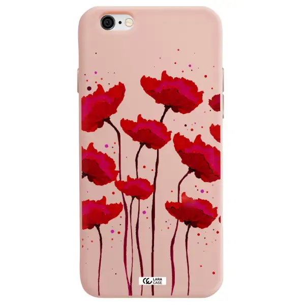 Red Fashion Flower Apple iPhone 6 Silicone pastel pink Case