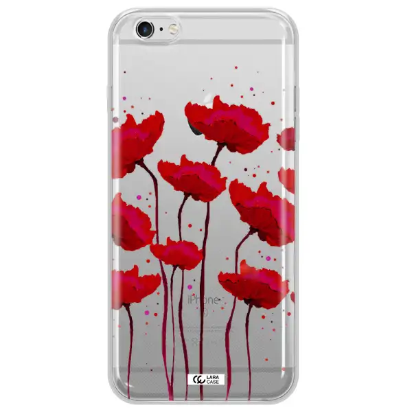 Red Fashion Flower Apple iPhone 6S Clear TPU Case