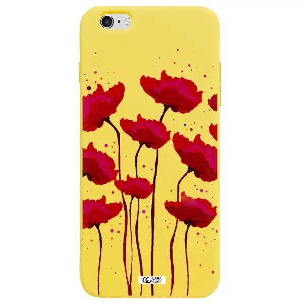 Red Fashion Flower Apple iPhone 6S Silicone canary yellow Case
