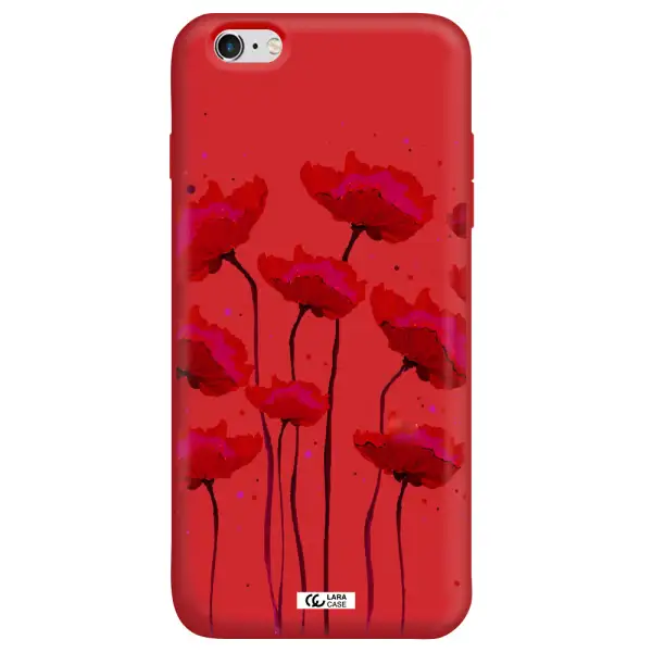 Red Fashion Flower Apple iPhone 6S Silicone Imperial Red Case