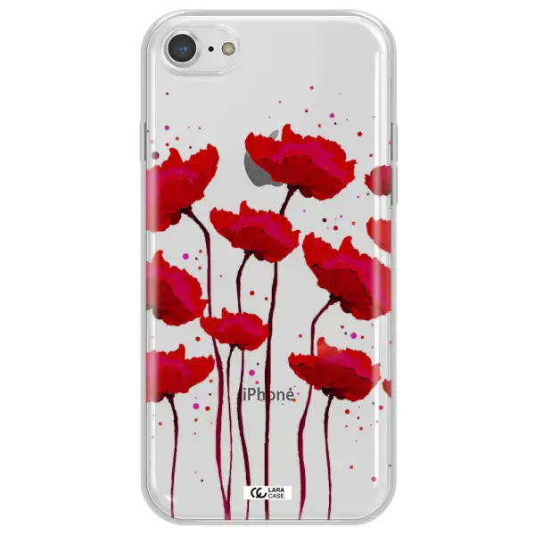 Red Fashion Flower Apple iPhone 7 Clear TPU Case