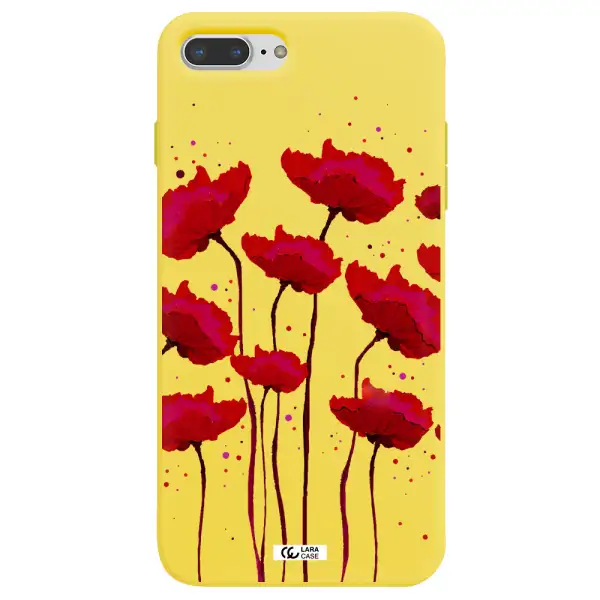 Red Fashion Flower Apple iPhone 7 plus Silicone canary yellow Case
