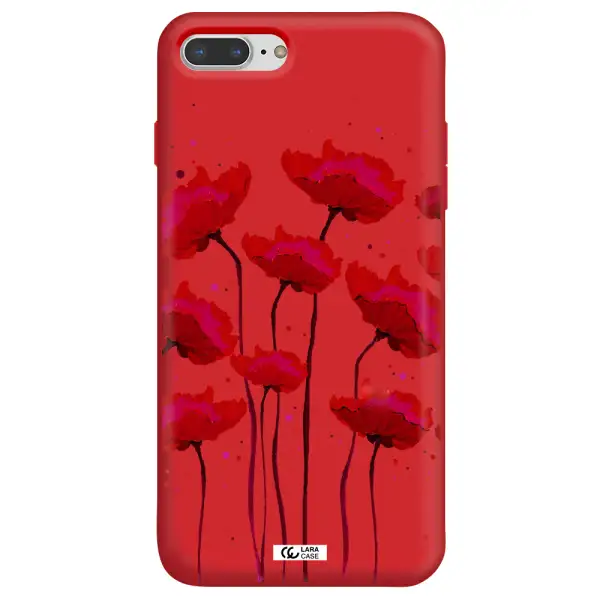 Red Fashion Flower Apple iPhone 7 plus Silicone Imperial Red Case