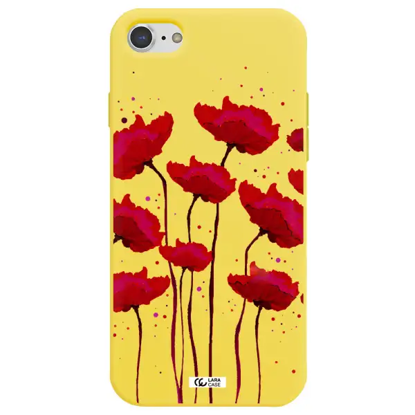 Red Fashion Flower Apple iPhone 7 Silicone canary yellow Case