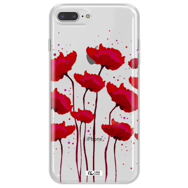 Red Fashion Flower Apple iPhone 8 plus Clear TPU Case