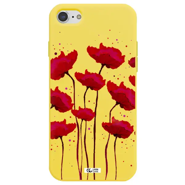 Red Fashion Flower Apple iPhone 8 Silicone canary yellow Case