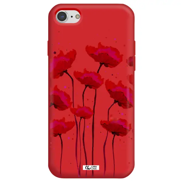 Red Fashion Flower Apple iPhone 8 Silicone Imperial Red Case