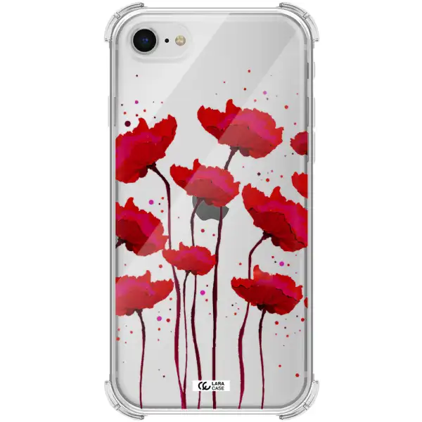 Red Fashion Flower Apple iPhone se 2020 Clear PC Case