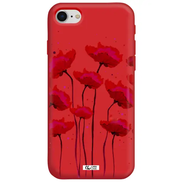 Red Fashion Flower Apple iPhone se 2020 Silicone Imperial Red Case