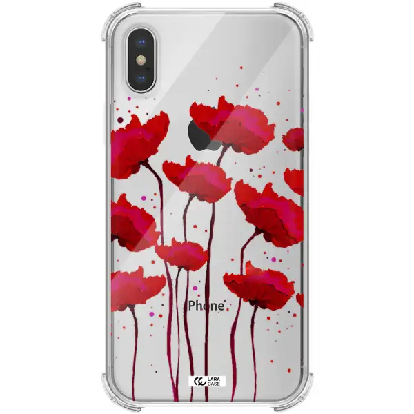 Red Fashion Flower Apple iPhone X Clear PC Case