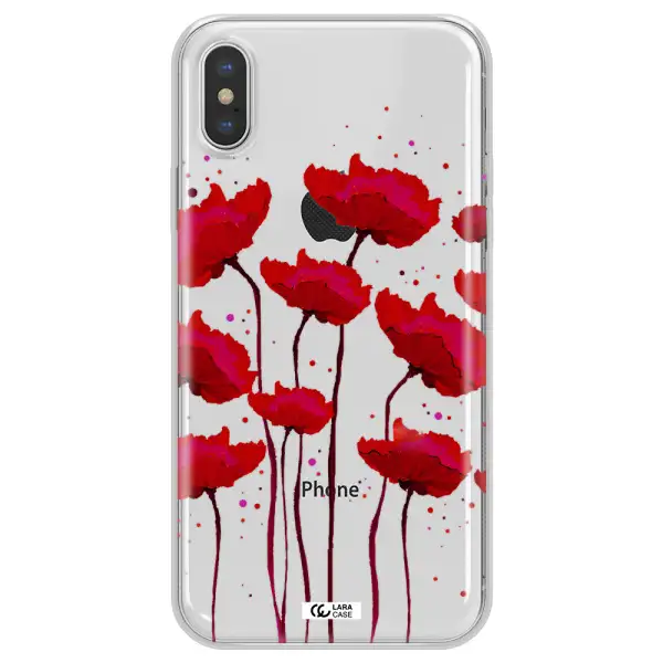 Red Fashion Flower Apple iPhone X Clear TPU Case