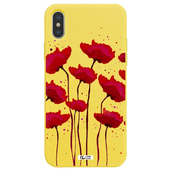Red Fashion Flower Apple iPhone X Silicone canary yellow Case