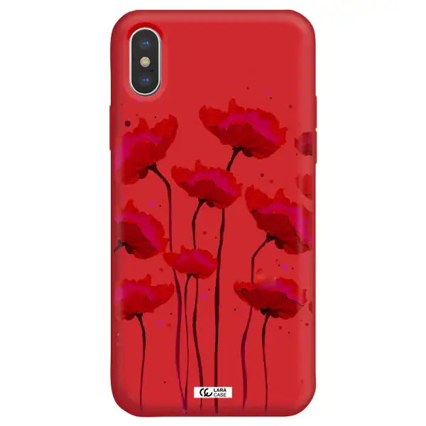 Red Fashion Flower Apple iPhone X Silicone Imperial Red Case