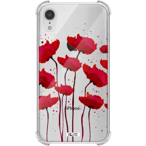 Red Fashion Flower Apple iPhone XR Clear PC Case