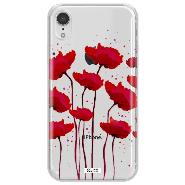 Red Fashion Flower Apple iPhone XR Clear TPU Case