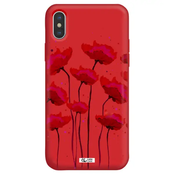 Red Fashion Flower Apple iPhone XS Silicone Imperial Red Case