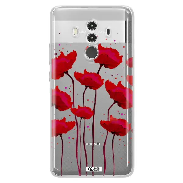 Red Fashion Flower Huawei Mate 10 Clear TPU Case