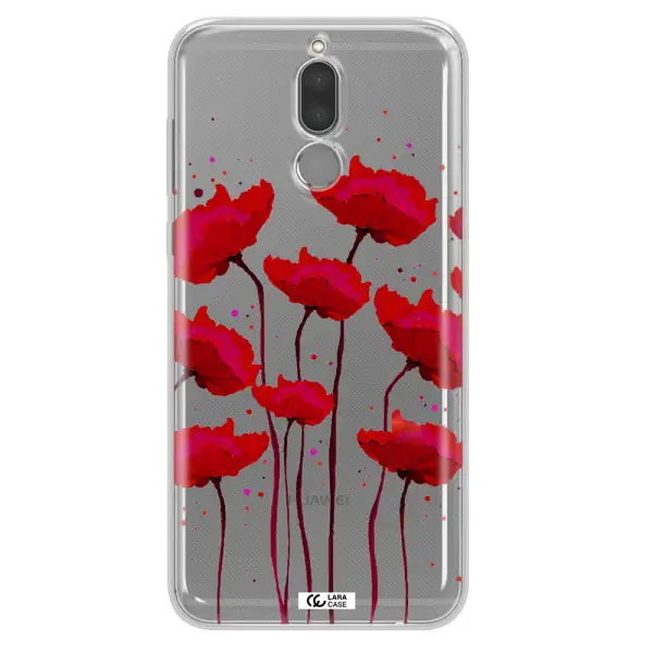 Red Fashion Flower Huawei Mate 10 Lite Clear TPU Case