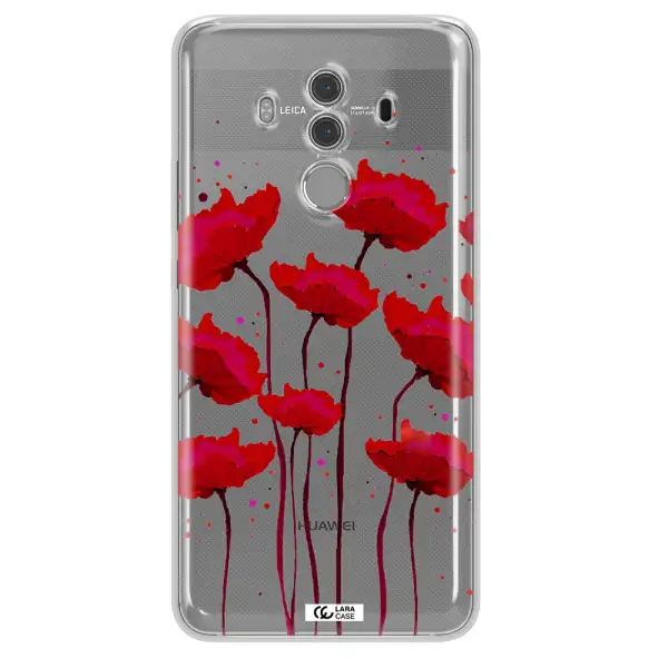 Red Fashion Flower Huawei Mate 10 Pro Clear TPU Case