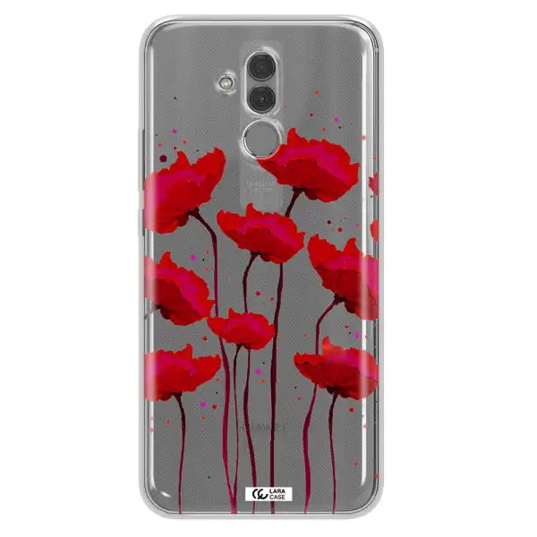 Red Fashion Flower Huawei Mate 20 Lite Clear TPU Case