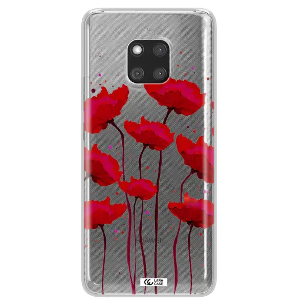 Red Fashion Flower Huawei Mate 20 Pro Clear TPU Case