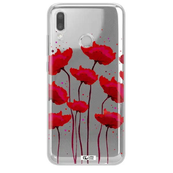 Red Fashion Flower Huawei P Smart 2019 Clear TPU Case