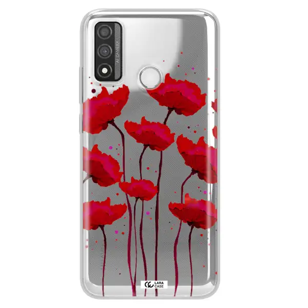 Red Fashion Flower Huawei P Smart 2020 Clear TPU Case