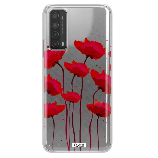 Red Fashion Flower Huawei P Smart 2021 Clear TPU Case
