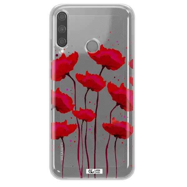 Red Fashion Flower Huawei P40 Lite E Clear TPU Case