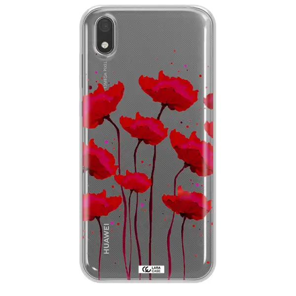 Red Fashion Flower Huawei Y5 2019 Clear TPU Case