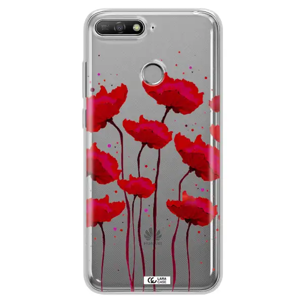 Red Fashion Flower Huawei Y6 Prime 2018 Clear TPU Case