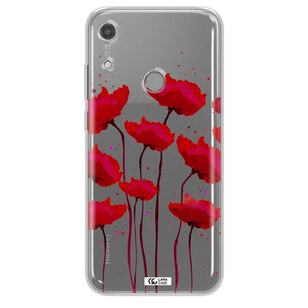 Red Fashion Flower Huawei Y6S Clear TPU Case