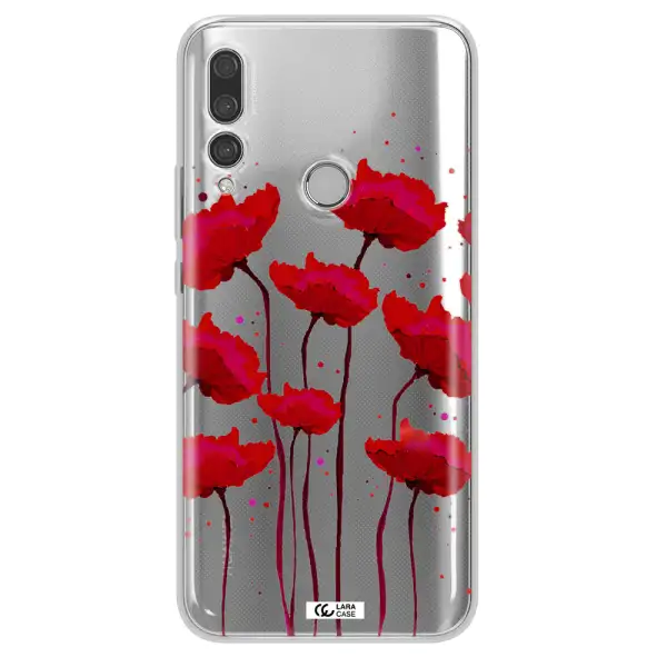 Red Fashion Flower Huawei Y9 Prime 2019 Clear TPU Case