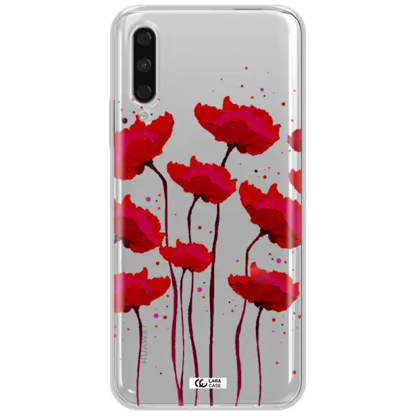 Red Fashion Flower Huawei Y9S Clear Tpu Case