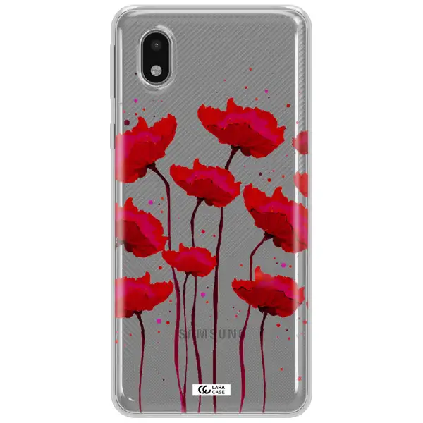 Red Fashion Flower Samsung A01 Core Clear Tpu Case