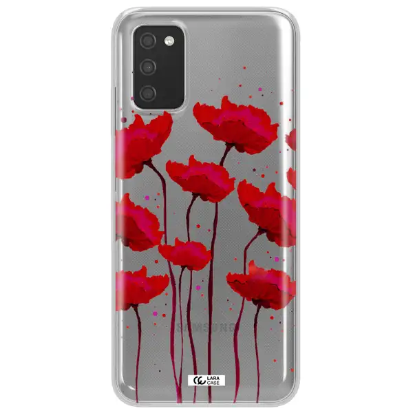 Red Fashion Flower Samsung A03S Clear TPU Case
