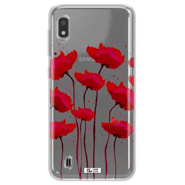 Red Fashion Flower Samsung A10 Clear TPU Case