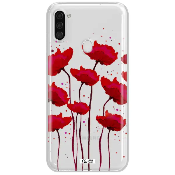 Red Fashion Flower Samsung A11 Clear TPU Case