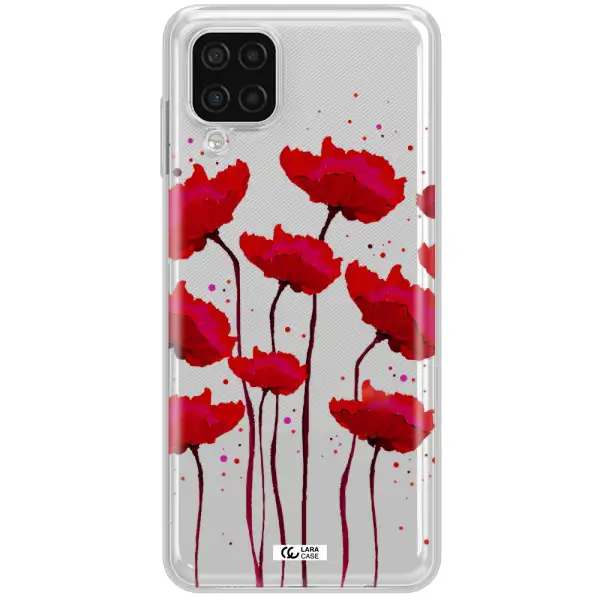Red Fashion Flower Samsung A12 4g Clear TPU Case