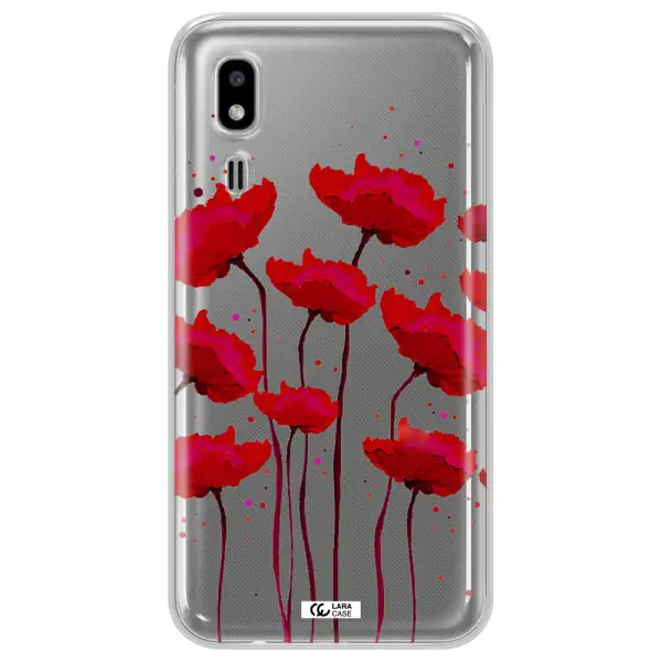 Red Fashion Flower Samsung A2 Core Clear TPU Case