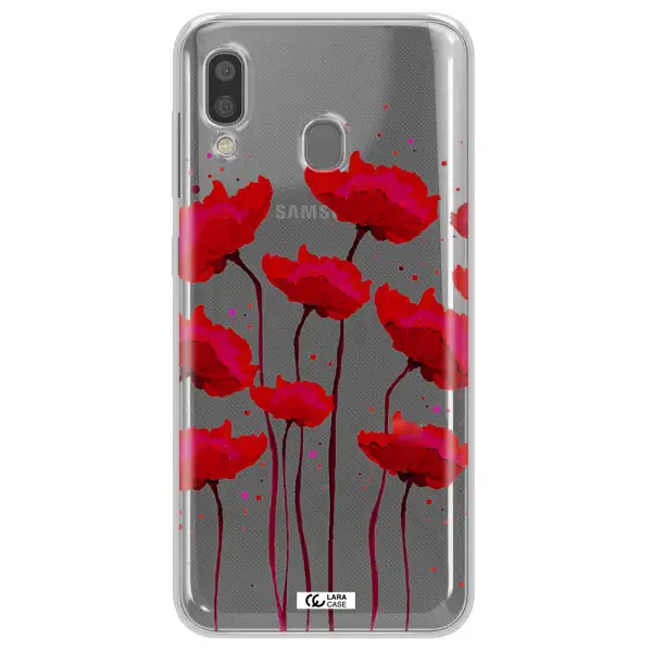 Red Fashion Flower Samsung A20 Clear TPU Case
