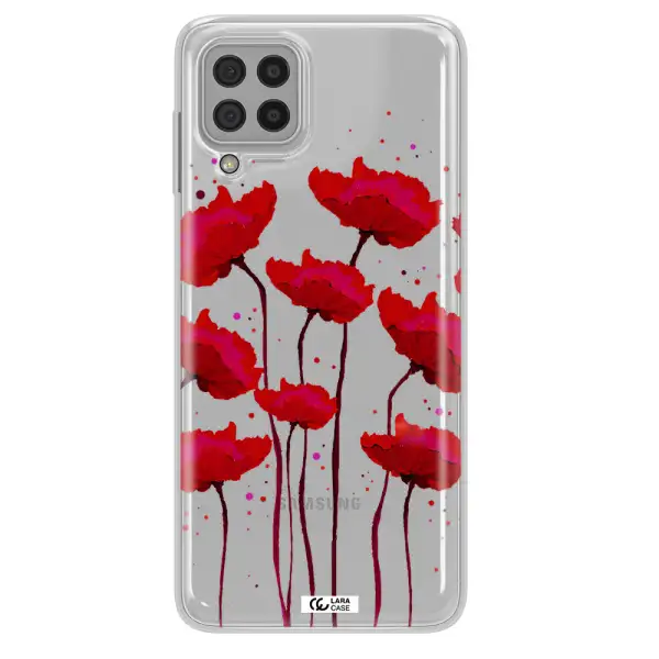 Red Fashion Flower Samsung A22 4g Clear TPU Case