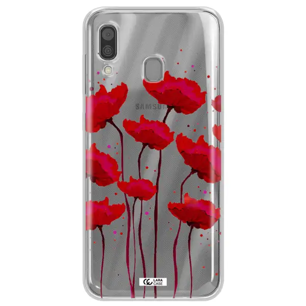 Red Fashion Flower Samsung A30 Clear TPU Case