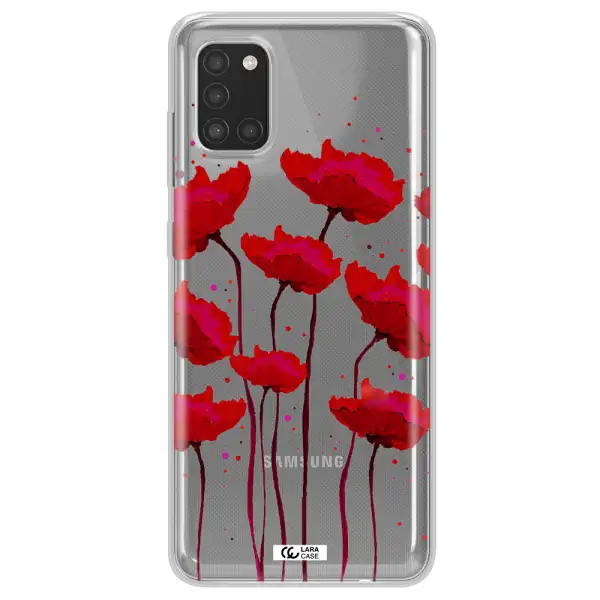 Red Fashion Flower Samsung A31 Clear TPU Case