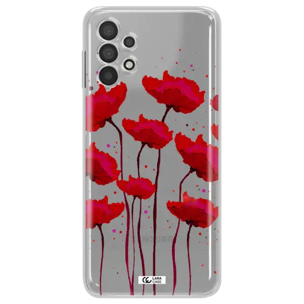 Red Fashion Flower Samsung A32 Clear TPU Case