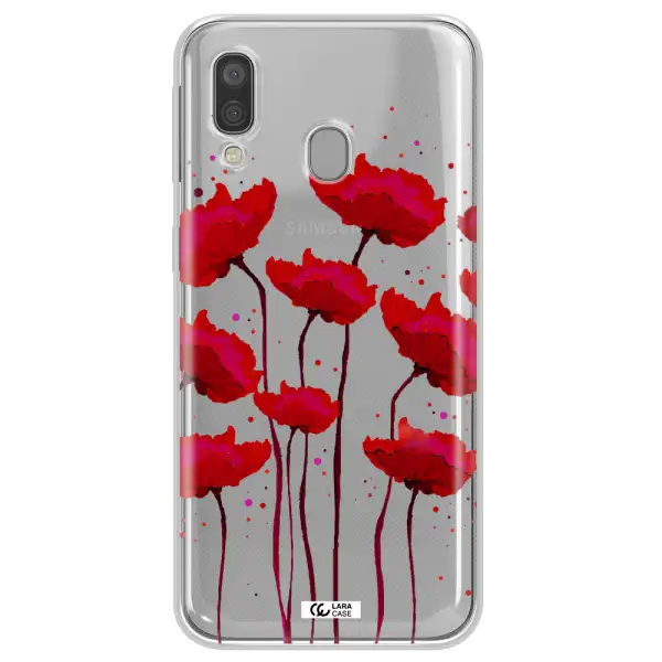 Red Fashion Flower Samsung A40 Clear TPU Case