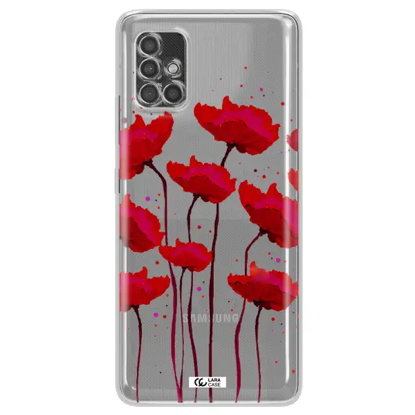 Red Fashion Flower Samsung A40S Clear Tpu Case