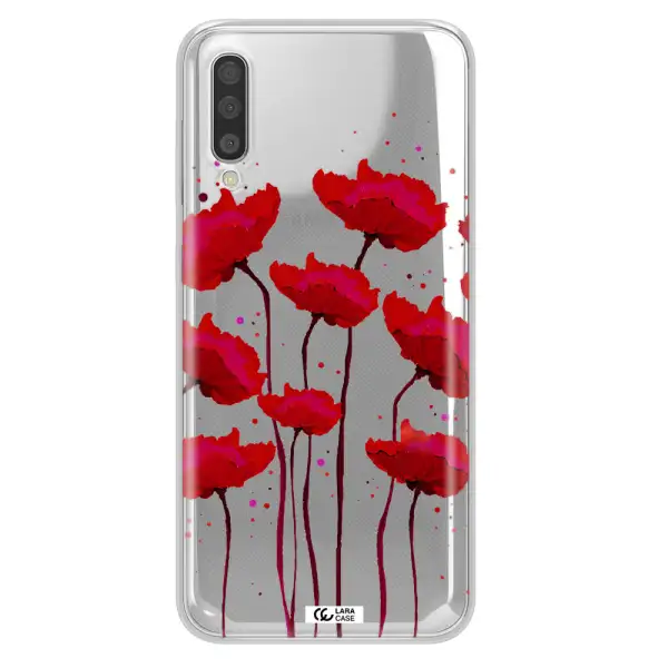 Red Fashion Flower Samsung A50 Clear TPU Case
