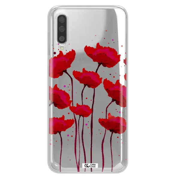 Red Fashion Flower Samsung A50S Clear Tpu Case